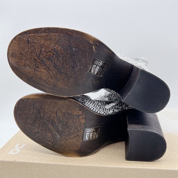 Free People Elle Women’s Mid Calf Boots Block Heel Snake White Gray EU 36 US 6 - Picture 10 of 13